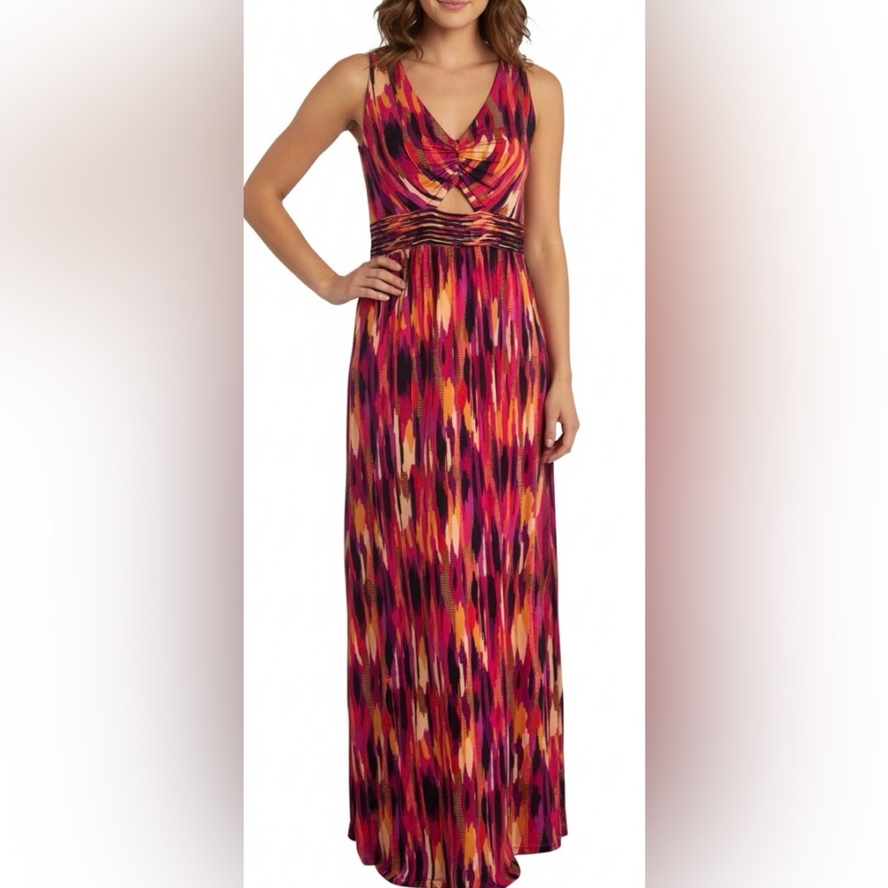 Trina Turk Multicolor Margery 2 Ikat Print Sleeveless Maxi Dress Size 10 NWT - Picture 2 of 12